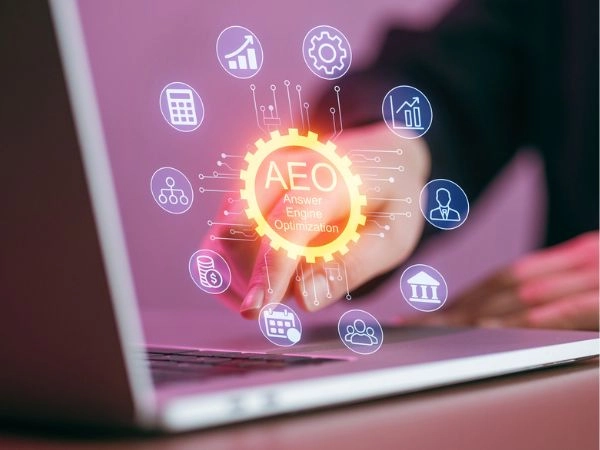 AEO, ottimizzazione dei motori di risposta attraverso strumenti e concetti digitali in un ambiente di lavoro. AEO, ottimizzazione dei motori di risposta attraverso strumenti e concetti digitali in un ambiente di lavoro.